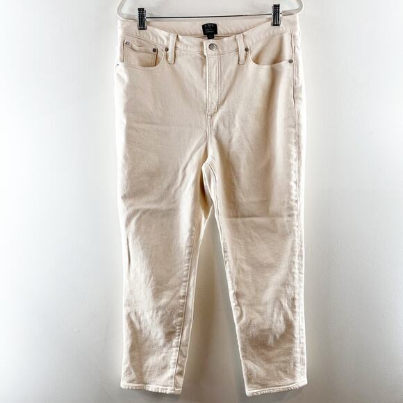 J. Crew High Rise Essential Straight Leg Jeans Ecru Cream 32 / 14 - Picture 2 of 5